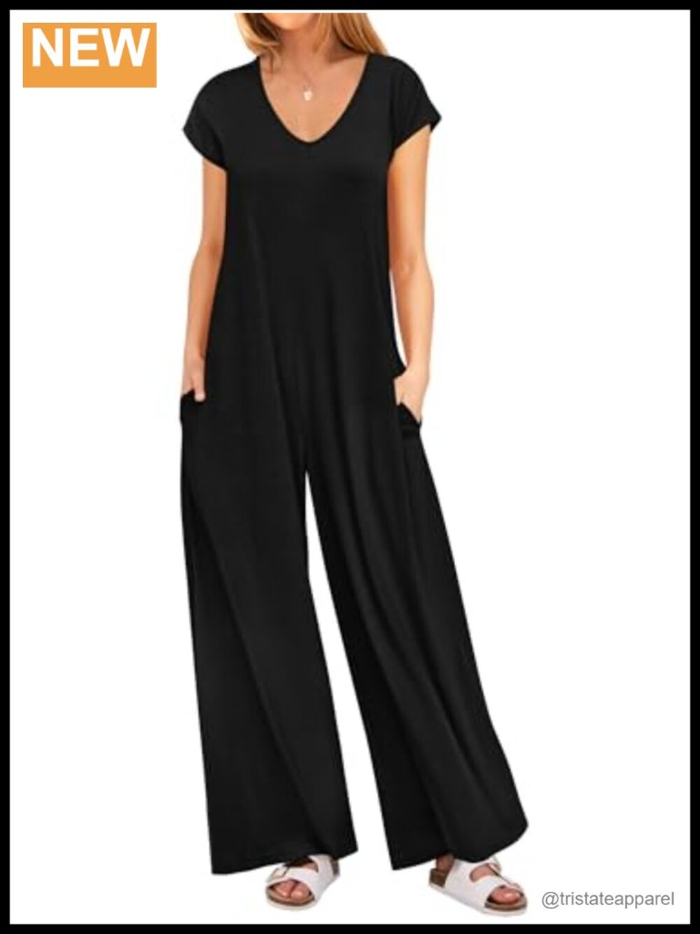 Women's Wide Leg Jumpsuit Casual Cap Sleeve Romper with Pockets